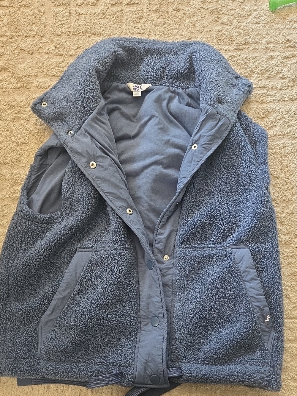 JoyLab Women’s Navy Blue Sherpa Vest with Snap Closure